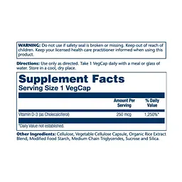 Вітамін D3 10000 IU, Super Strength Vitamin D-3 250 mcg - 60 vcaps - мініатюра 2