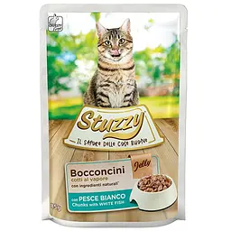Вологий корм Stuzzy Cat White Fish біла риба в желе консерви для котів, пауч 85г