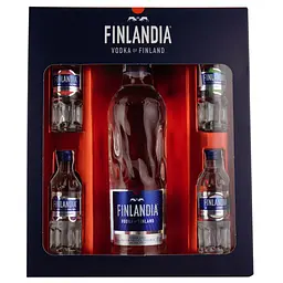 Уцінка. Набір горілки Finlandia: класична 40%, 0,5л + 4 смакові мініатюри, 37,5%, 0,05л (590065) 