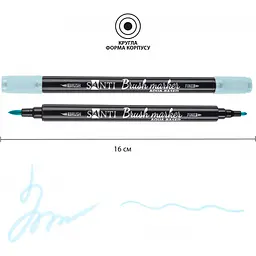 Маркер акварельний Santi Brush Marker SWB-14 блакитний двосторонній 6 шт. (391070) - мініатюра 3