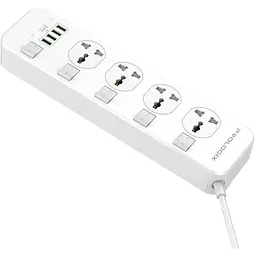 Фільтр живлення ProLogix Premium 2.5 кВт, 4 розетки, 4 USB, 2 м, з вимикачами, білий (PR-SC4408W)
