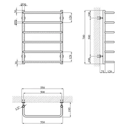 Сушарка для рушників водяна Kroner KRP Stil WT700x500-6 (CV036314) - мініатюра 5