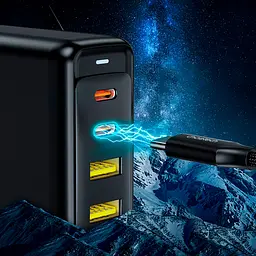 Мережевий зарядний пристрій Choetech PD140W GaN 4-Port Wall Charger Black (PD6005-EU-BK) [100839] - мініатюра 3