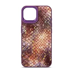 Кожаный чехол для Apple iPhone 15, Harder Nagas, фиолетовый, термополиуретан ТПУ + экокожа с имитацией кожи Наги, панель, защита корпуса, противоударный, микрофибра, рамка вокруг камеры, защита всего корпуса, (ARM76734)