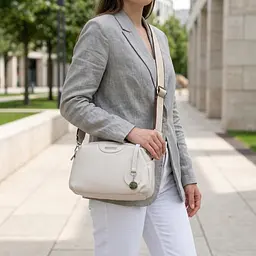 Елегантна сумка на два відділення з натуральної шкіри Vintage 22593 біла - мініатюра 2