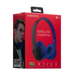 Бездротові навушники Borofone BO4, BT5.0, AUX, 200mAh, 5h, blue - мініатюра 5