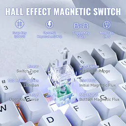 Ігрова магнітна клавіатура Attack Shark X68 Max / Дротове підключення / Magnetic Switch / White - мініатюра 4