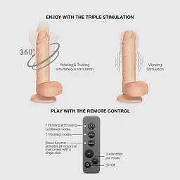 Фалоімітатор Strap-on-me Rotating Vibrating Realistic Dildo з вібрацією і ротацією, L - мініатюра 4
