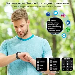 Смарт-годинник Poounur T80 з 1.95" HD дисплеєм Bluetooth дзвінками водонепроникний IP68 120 спортивних режимів чорний (SKU-143) - мініатюра 6
