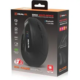 Мишка REAL-EL RM-490W Wireless/Bluetooth Black (EL123200058) - мініатюра 8