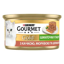 Набір вологого корму для котів Gourmet Gold Шматочки в паштеті з качкою, морквою та шпинатом 2.04 кг (85 г x 24 шт.) - мініатюра 4