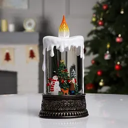 Новорічний нічник зі снігом "Свічка зі сніговиком" XMAS WDL-23016, різдвяний світильник на батарейках - мініатюра 7