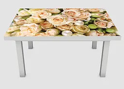 Вінілова наклейка на стіл Персикові троянди бутони перлини 60х120 см Happy Pocket Z180283 - мініатюра 2