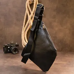 Сумка слінг шкірзам 20565 Vintage чорна - мініатюра 6