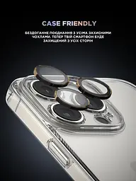 Захисне скло для камери Apple iPhone 16 Pro/16 Pro Max, Supreme BI, золотий колір, з рамкою, глянцеве скло для захисту лінз, протиударне, прозоре, з клейовим шаром по контуру, не впливає на якість фото, ArmorStandart (ARM79424) - мініатюра 6