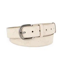 Ремінь шкіряний жіночий бежевий з квітами SFIP SF-3531 beige-2 (130 см)