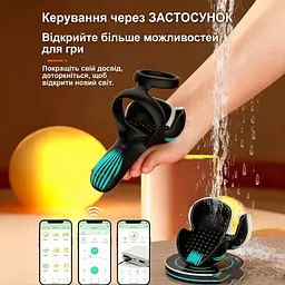 Smart насадка на член для відтермінування еякуляції силіконова зі стимулятором мошонки Чорна - мініатюра 6
