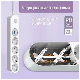 Мережевий фільтр живлення ColorWay CW-CHE44PDW - мініатюра 7