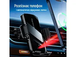 Автомобільний тримач для смартфона ColorWay FlameGrip Wireless Charger 15W Black (CW-CHAW070Q-BK) - мініатюра 5