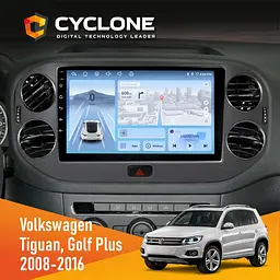 Штатна магнітола Volkswagen Tiguan, Golf Plus 2008-2016 Cyclone C10-012 4x64 DSP 4G Cyclone (НФ-00006711)