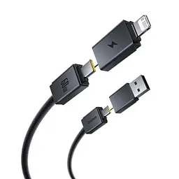 USB/PD кабель Baseus Versatile Two-for-Two U+C to C+L 60W 1m чорний P10383000121-01