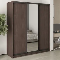 Шафа-купе тридверна MebelStar Уні BG 2ДСП/Дзеркало 180x60x210 см Дуб рістрето (MBS-8145)