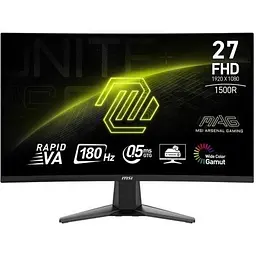 Монітор 27" MSI MAG 27C6F вигнутий Rapid VA, 1920x1080 (16:9), 0.5 мс, 180 Гц, 250 кд/м², 3000:1, 1500R, 178°/178° чорний