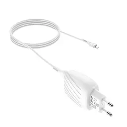 Зарядний адаптер із кабелем HOCO Lightning Cable Max energy C78A 2 порти білий комплект - мініатюра 2
