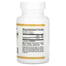 Ресвератрол trans-Resveratrol 200 mg 60 рослинних капсул California Gold Nutrition vit0005017 - мініатюра 2