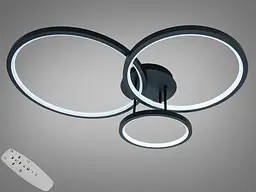 Люстра стельова кільця LED 84W чорна з пультом