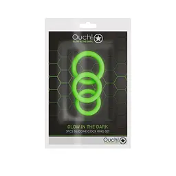 Набір ерекційних кілець, що світяться в темряві Ouch! Glow In The Dark - мініатюра 4