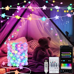 Розумна зіркова Гірлянда, 10 м RGB Інтегрований Чип 66 Світлодіодних Гірлянд для приміщень із застосунком і пультом
