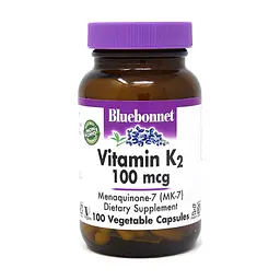 Вітамін Bluebonnet Nutrition Вітамін K2 100 мкг, Vitamin K2, 100 вегетаріанських капсул (BLB0653)