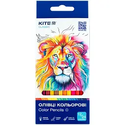 Олівці кольорові 24 кольори (12 шт) Classic K-054 Kite