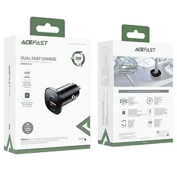 АЗП Acefast B1 mini PD20W+QC3.0 total 38W (1USB-A/1C) Black - мініатюра 5