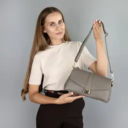Сумка шкіряна жіноча Virginia Conti 04349 темний тауп - мініатюра 2