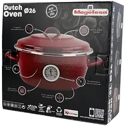 Каструля з термометром Vitrinor Dutch Oven 26 см 5 л червона  (2111691) - мініатюра 4