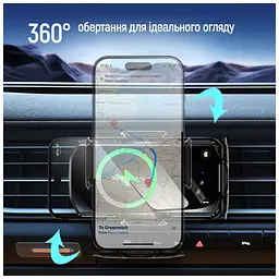 Універсальний автотримач ColorWay FlameGrip, автозажим, Wireless Charger 15W Black (CW-CHAW070Q-BK) - мініатюра 9