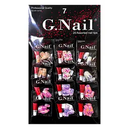 Нігті накладні голографічні з малюнком та клеєм упаковка 12 шт. G Nails KP-10715 №007