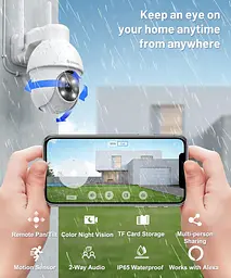 Зовнішня Wi-Fi камера Galayou Y4 2K з поворотом 360° і нічним баченням - мініатюра 3