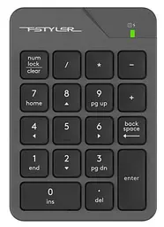 Клавіатура бездротова A4Tech FGK21C Fstyler, чорний/Grey, USB 2.4GHz, цифрова (18 низькопрофільних кнопок), Type-C, акумулятор