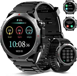 Смарт-годинник Qecnato Military 1.39" HD з Bluetooth-дзвінками, 110+ спортивними режимами та IP68 чорний