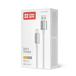 Дата кабель USB 2.0 AM to Lightning 2.0m 3A zinc alloy braided white ColorWay (CW-CBUL099-WT) - мініатюра 5