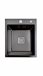 Кухонна мийка Platinum PVD чорна Handmade HSBB (квадратний сифон, 3.0,/1.0) 40x50, Чорний - мініатюра 3