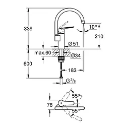 Змішувач для кухні Grohe QuickFix Start 30469000, Хром - мініатюра 2