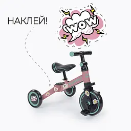 Дитячий триколісний біговел-трансформер Poppet 3в1 рожево-м'ятний + стікерпак (PP-1703P) - мініатюра 8