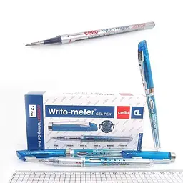 Ручка гелева синя 0.5 мм пише 10 кілометрів Writometer Cello G01-BL
