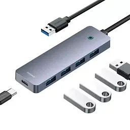 Хаб USB UltraJoy, Grey, USB 3.0 - 4xUSB 3.0, кабель 50 см Baseus teh0027582 - мініатюра 3