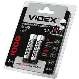 Акумулятори Videx HR6/AA 1000 mAh double blister 2 шт. (HR6/1000/2DB) - мініатюра 2