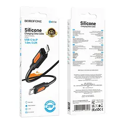 Кабель синхронізації Borofone BX114 Silicone Type-C to Lightning PD27W/3A 1 м Black (35939_3605847) - мініатюра 3